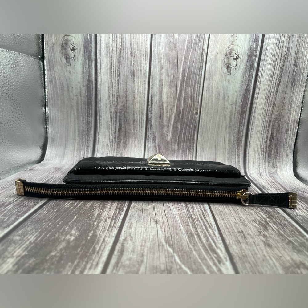 L.A.M.B VTG Y2K Gwen Stefani Black Zip Wallet Patent Leather & Fabric RARE - Picture 5 of 16